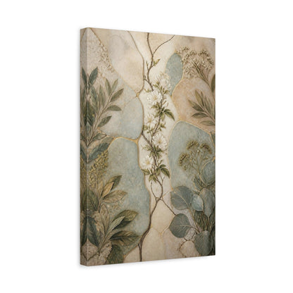 Side Mockup 4. Botanical White Blossom shown as canvas print