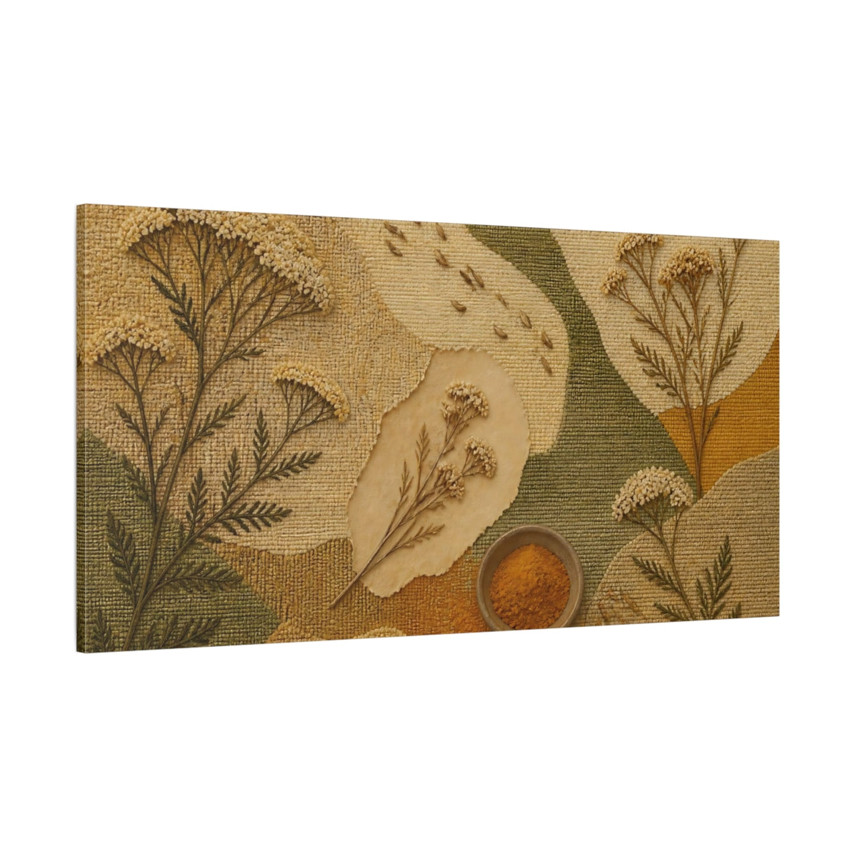 Side Mockup 2. Botanical Yarrow Study shown as canvas print