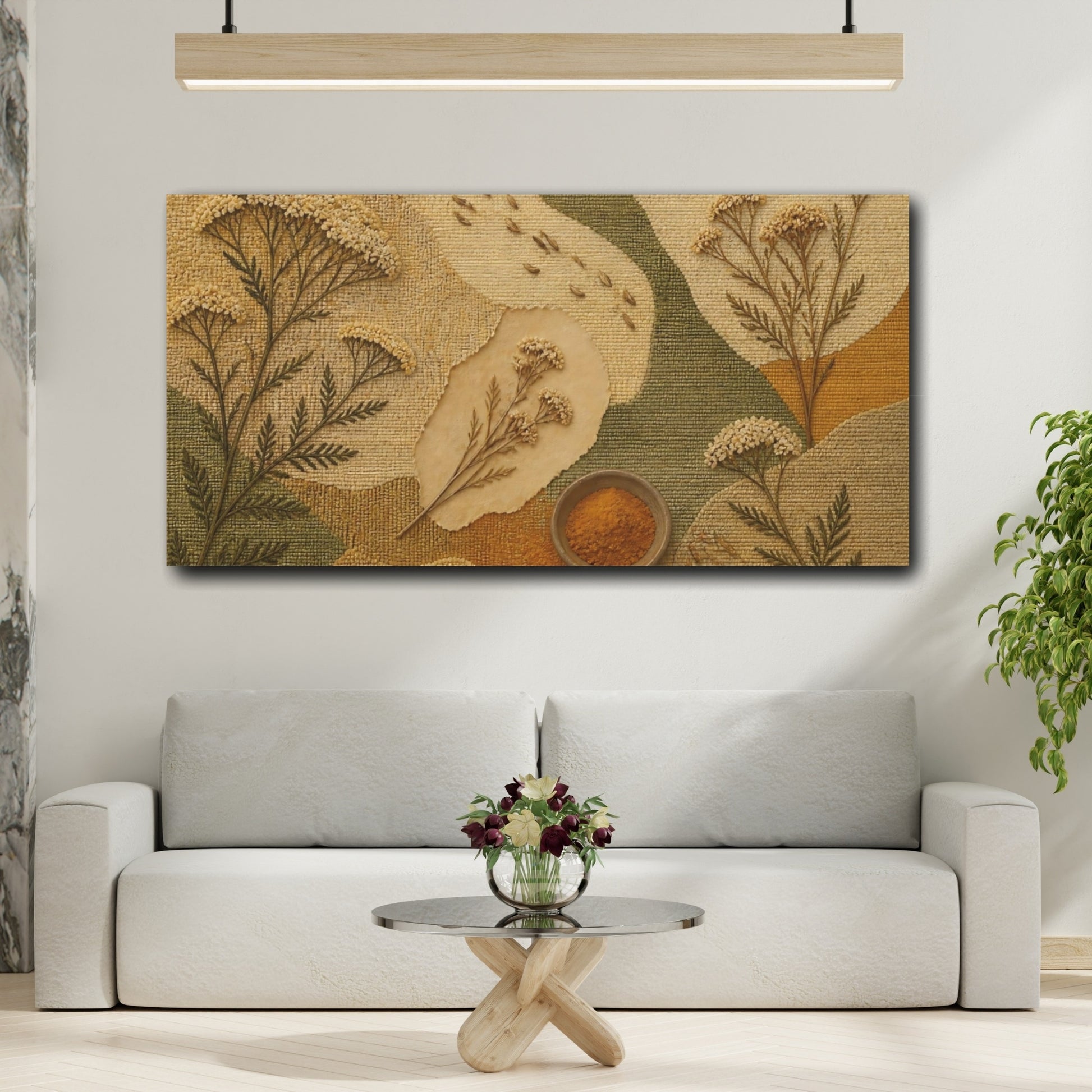 Mockup 2. Botanical Yarrow Study shown as canvas print