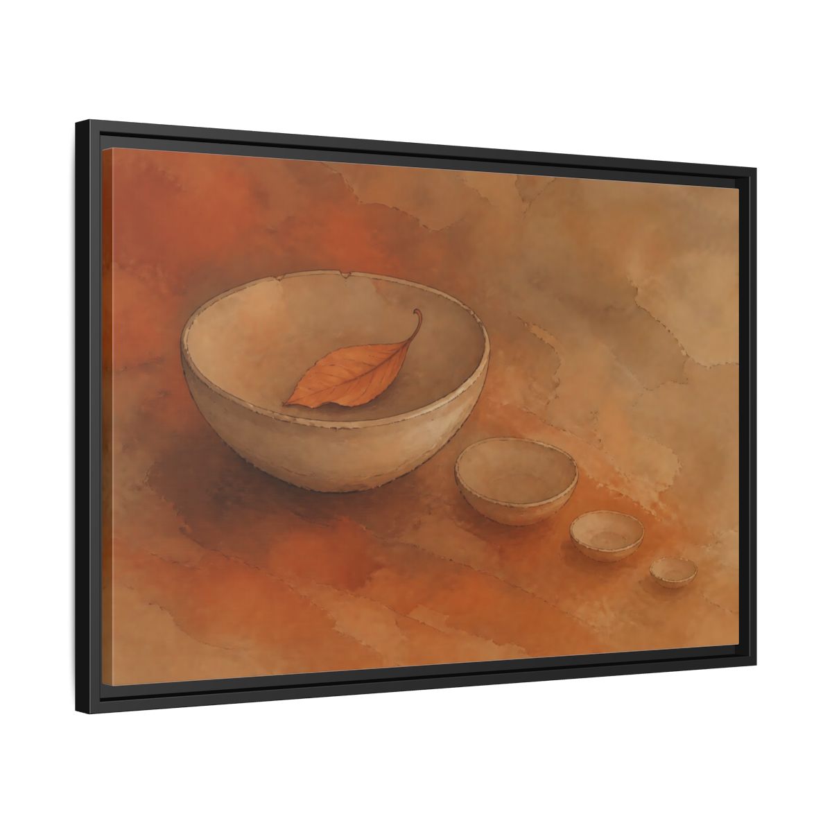 Side Mockup 14. Bowl With Curled Leaf shown as framed canvas print