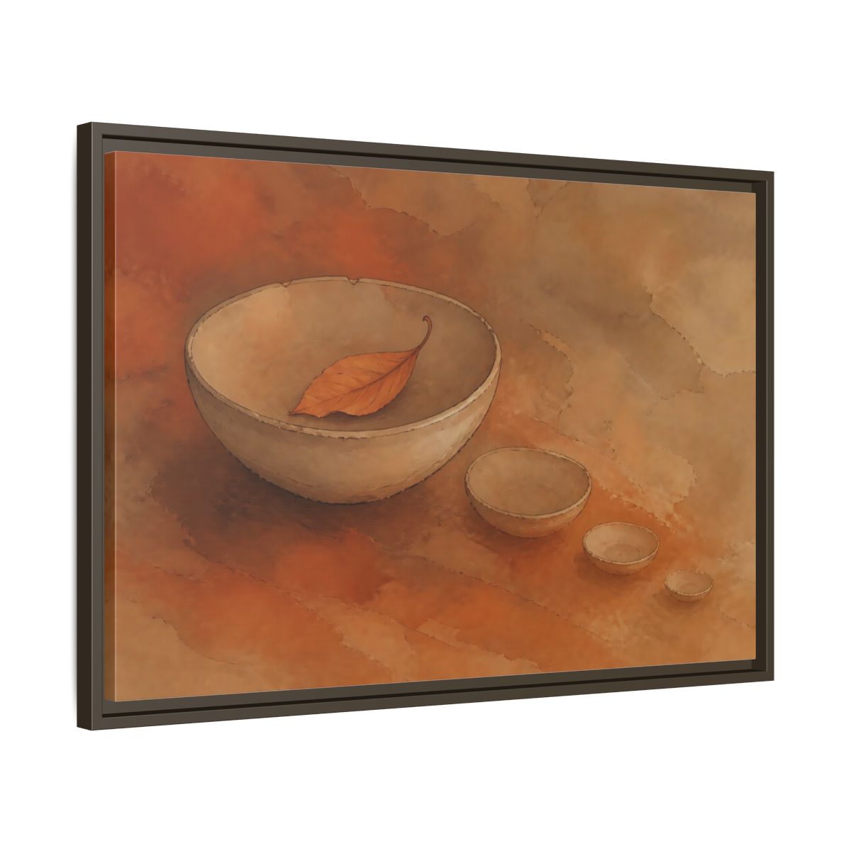Side Mockup 11. Bowl With Curled Leaf shown as framed canvas print