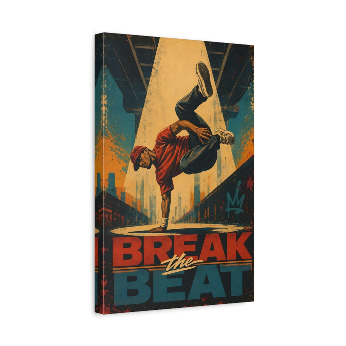 Side Mockup 4. Break The Beat shown as canvas print