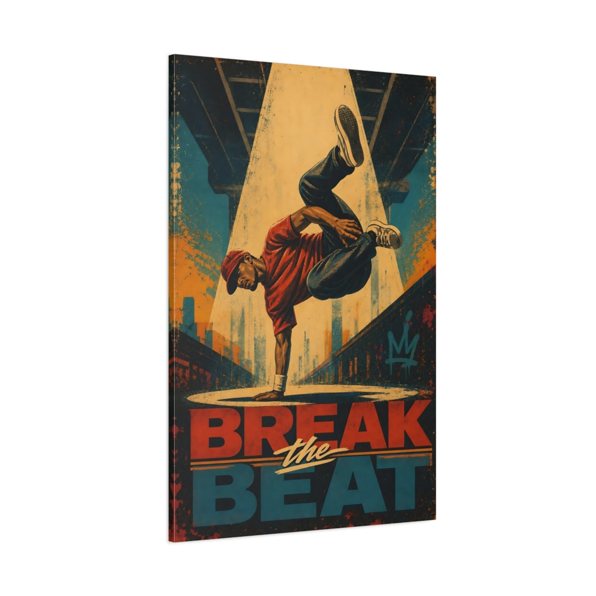 Side Mockup 1. Break The Beat shown as canvas print