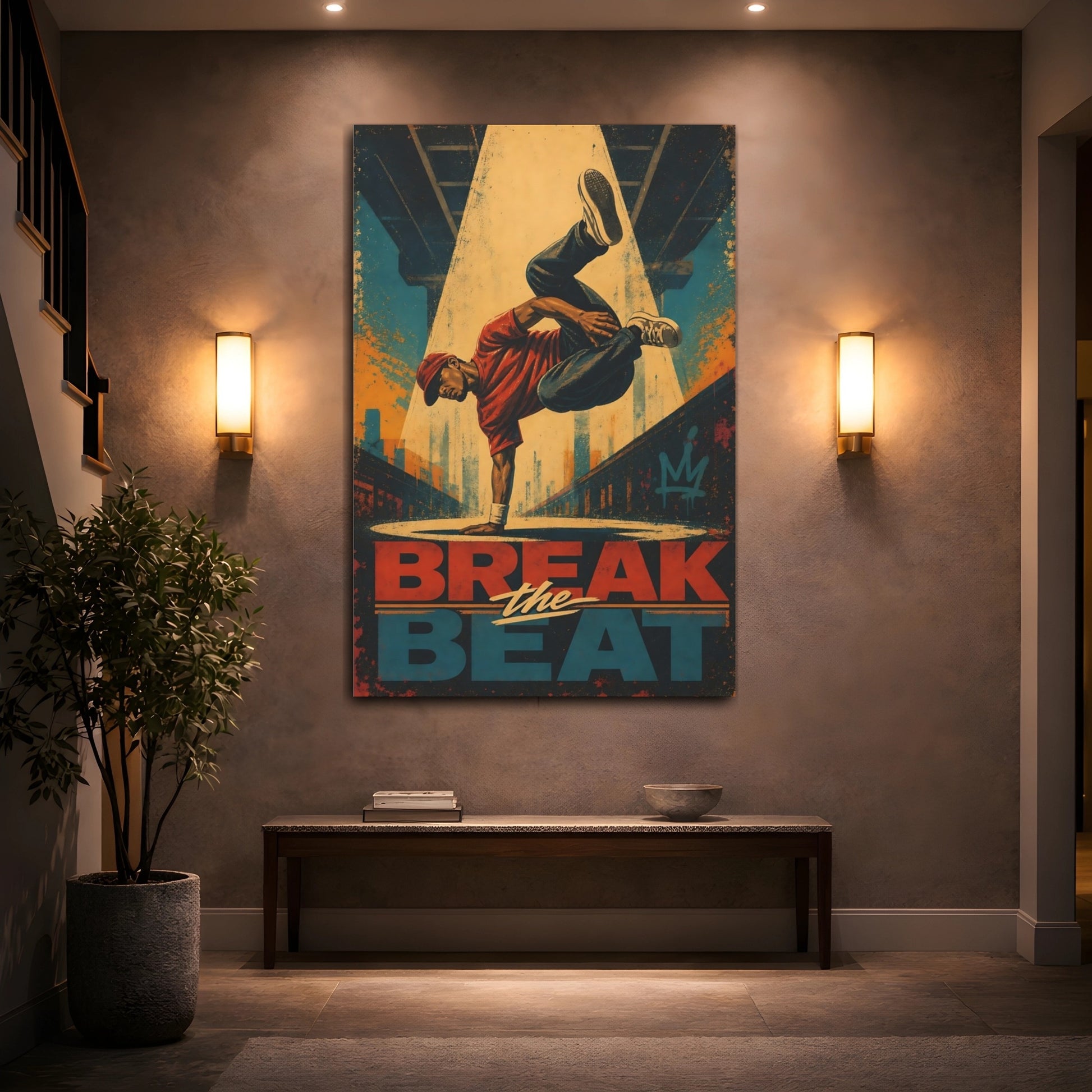 Mockup 2. Break The Beat shown as canvas print