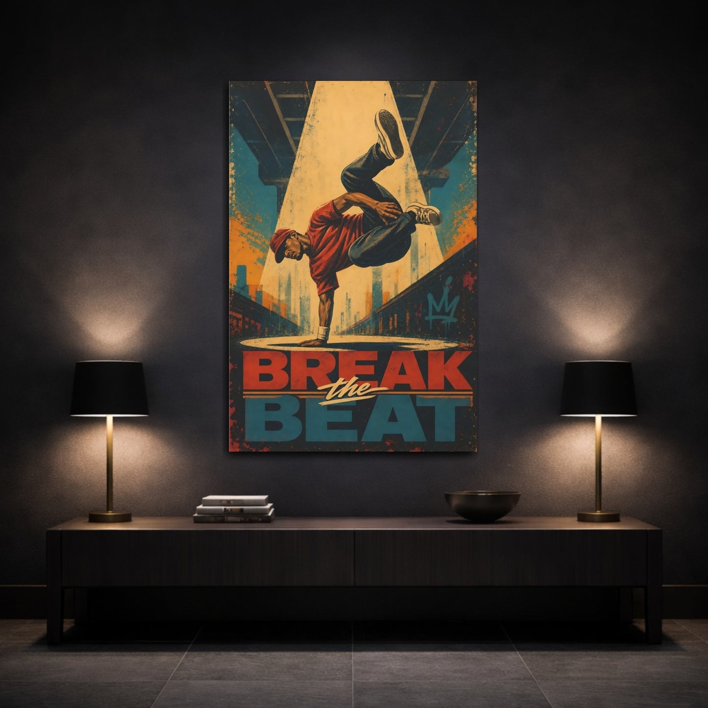 Mockup 3. Break The Beat shown as canvas print