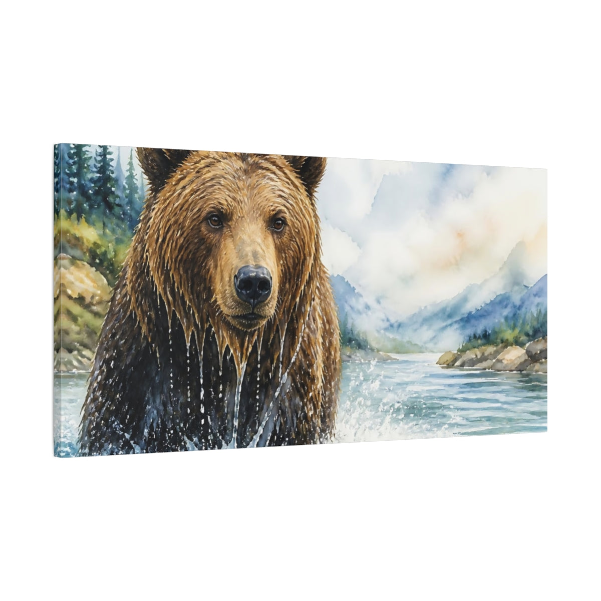Main Mockup. Brown Bear Animals Portrait shown as canvas print