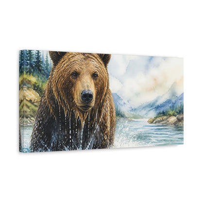 Side Mockup 3. Brown Bear Animals Portrait shown as canvas print