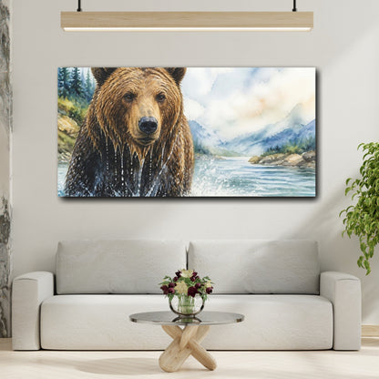 Mockup 2. Brown Bear Animals Portrait shown as canvas print