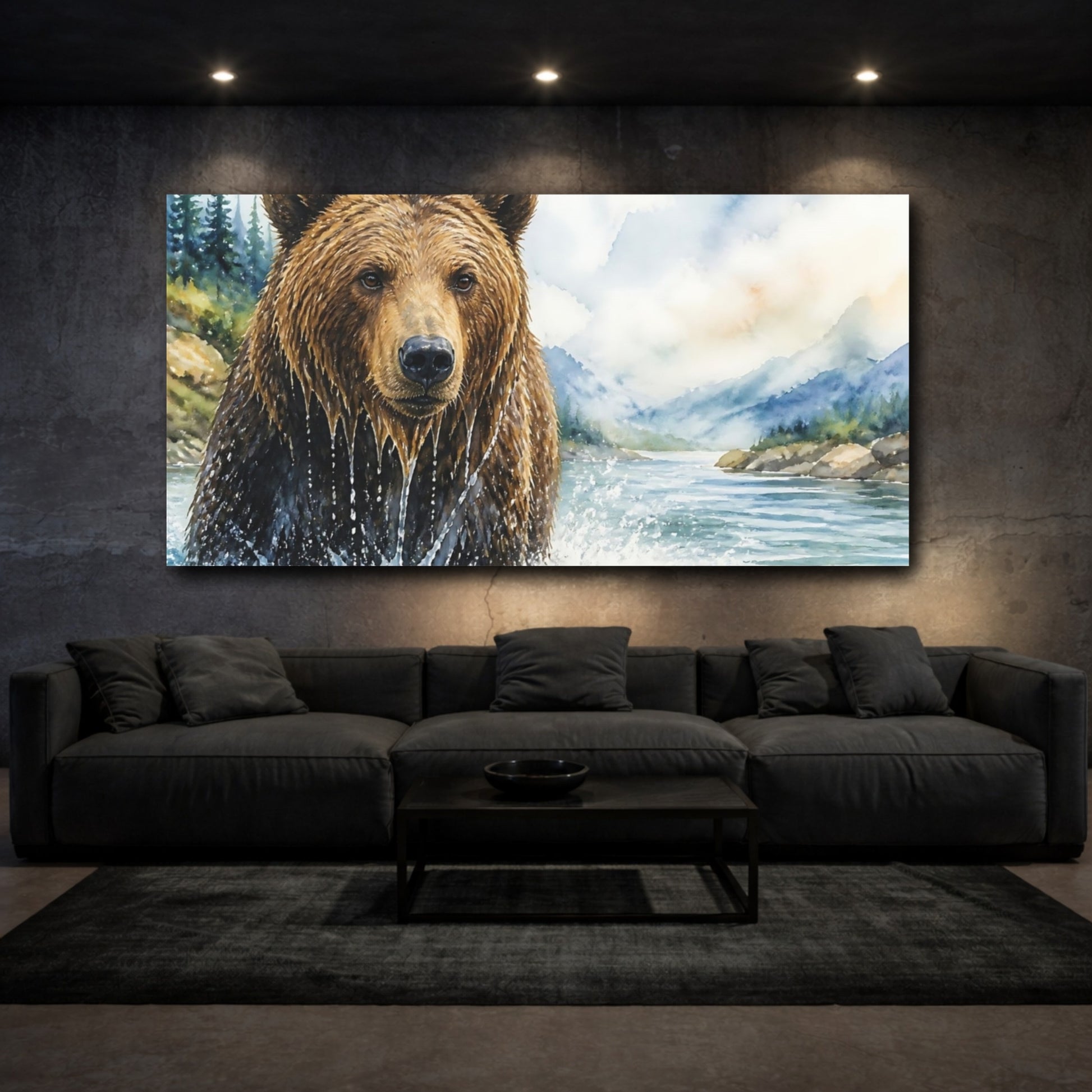 Mockup 3. Brown Bear Animals Portrait shown as canvas print
