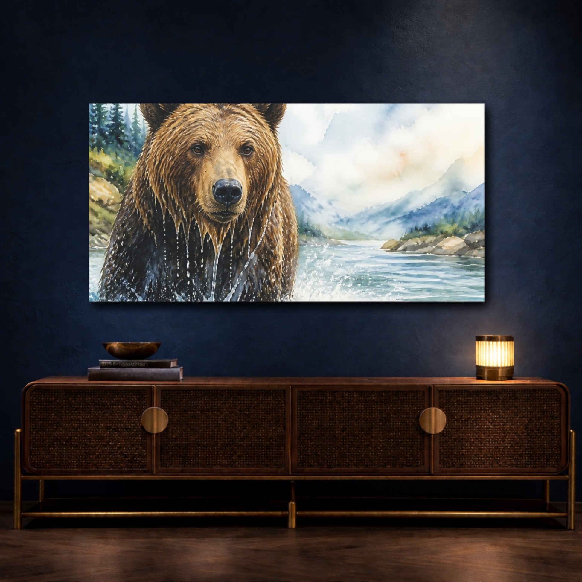 Mockup 4. Brown Bear Animals Portrait shown as canvas print