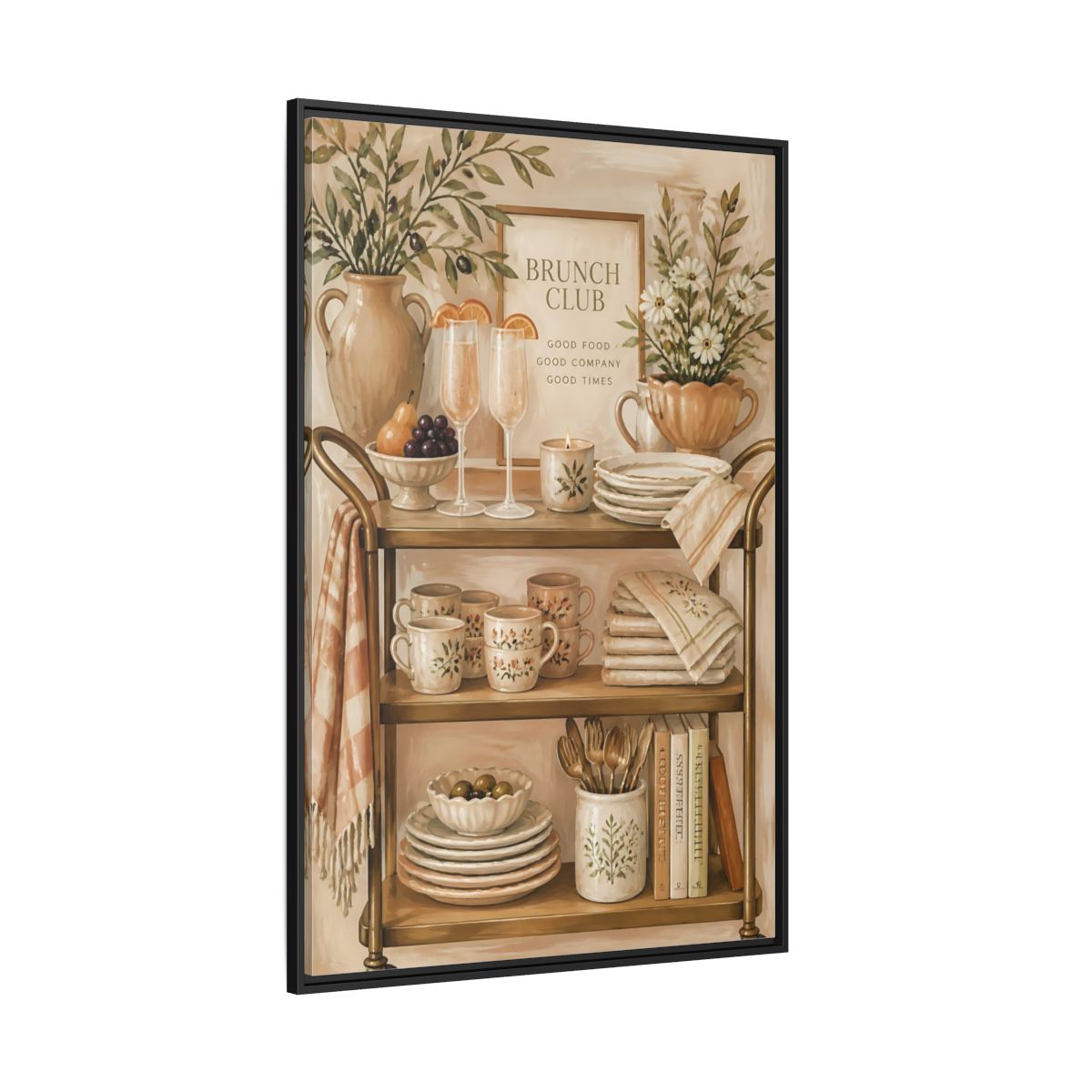 Side Mockup 12. Brunch Club Shelf shown as framed canvas print