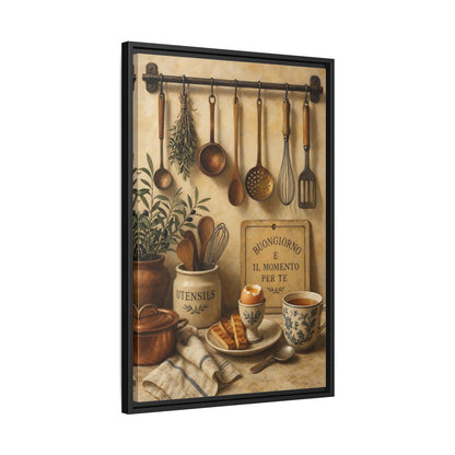 Side Mockup 14. Buongiorno Rustic Breakfast shown as framed canvas print