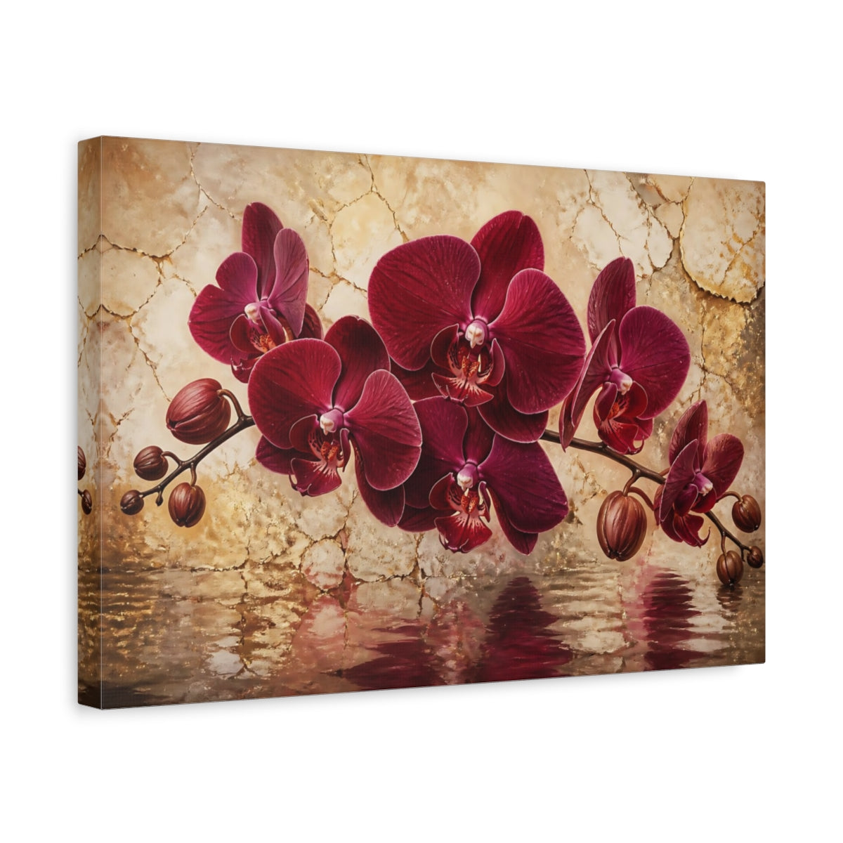 Side Mockup 4. Burgundy Orchid Reflection shown as canvas print