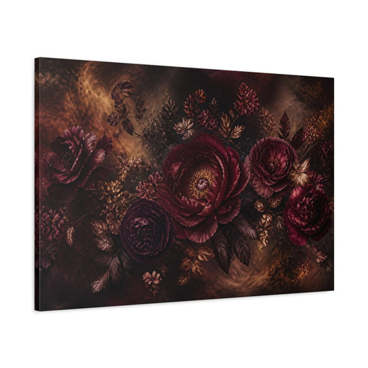 Main Mockup. Burgundy Peony Bouquet shown as canvas print