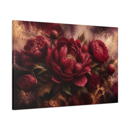 Main Mockup. Burgundy Peony Flower shown as canvas print
