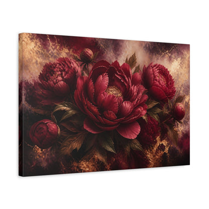 Side Mockup 3. Burgundy Peony Flower shown as canvas print