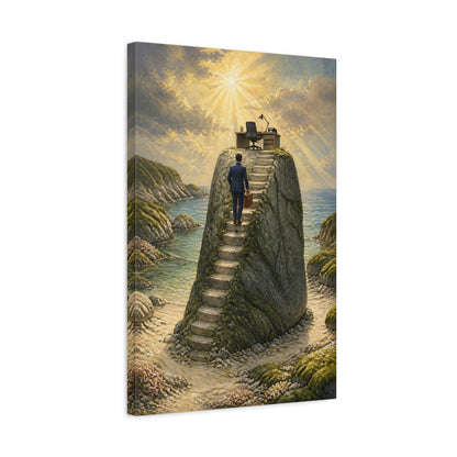 Side Mockup 3. Businessman Office Ascent shown as canvas print