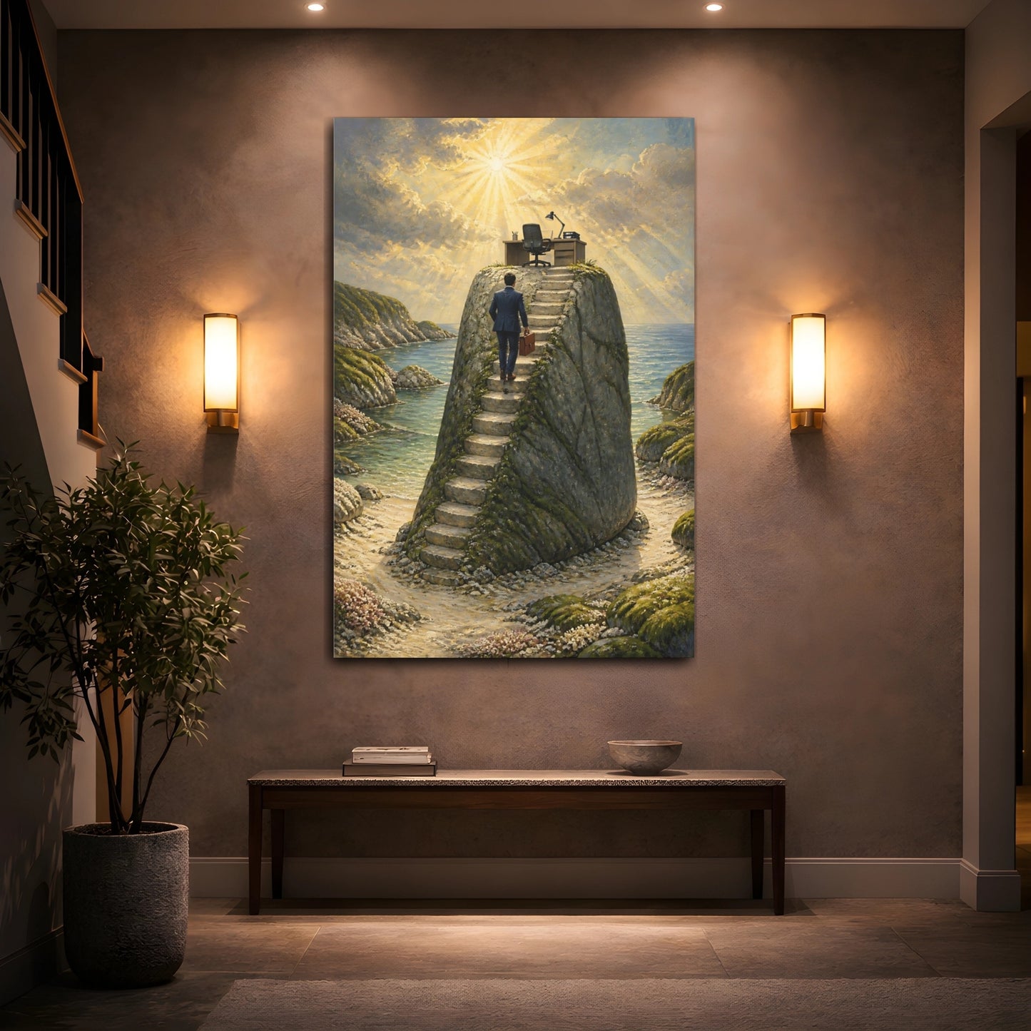 Mockup 2. Businessman Office Ascent shown as canvas print
