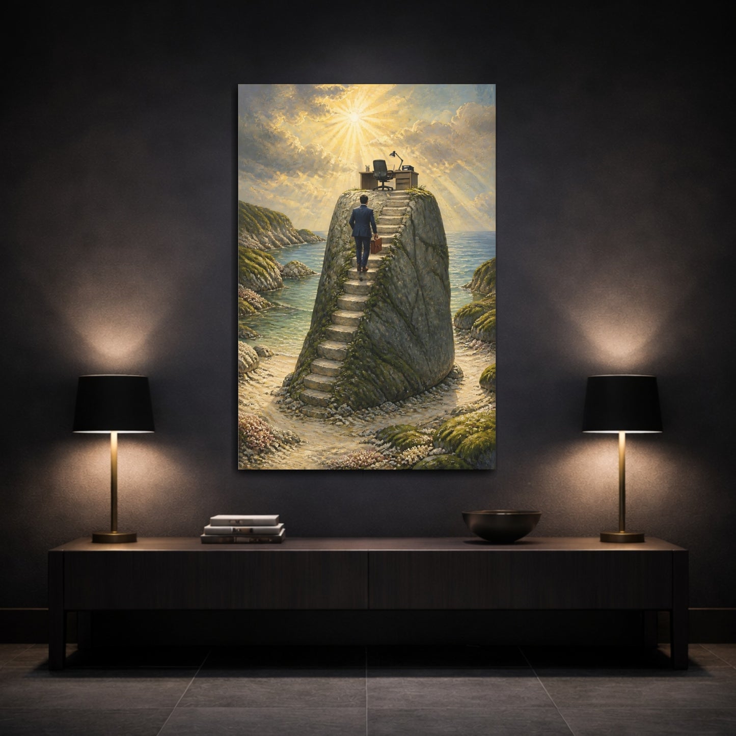 Mockup 3. Businessman Office Ascent shown as canvas print