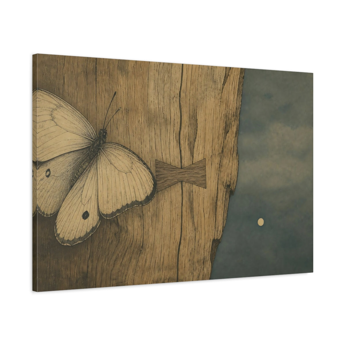 Main Mockup. Butterfly On Weathered Wood shown as canvas print