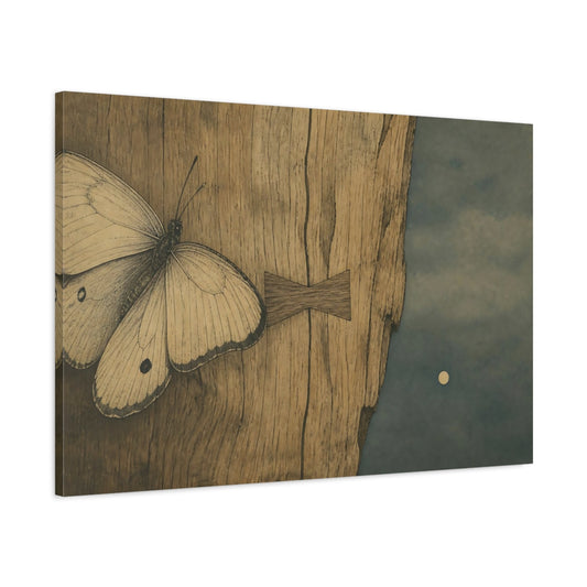 Main Mockup. Butterfly On Weathered Wood shown as canvas print