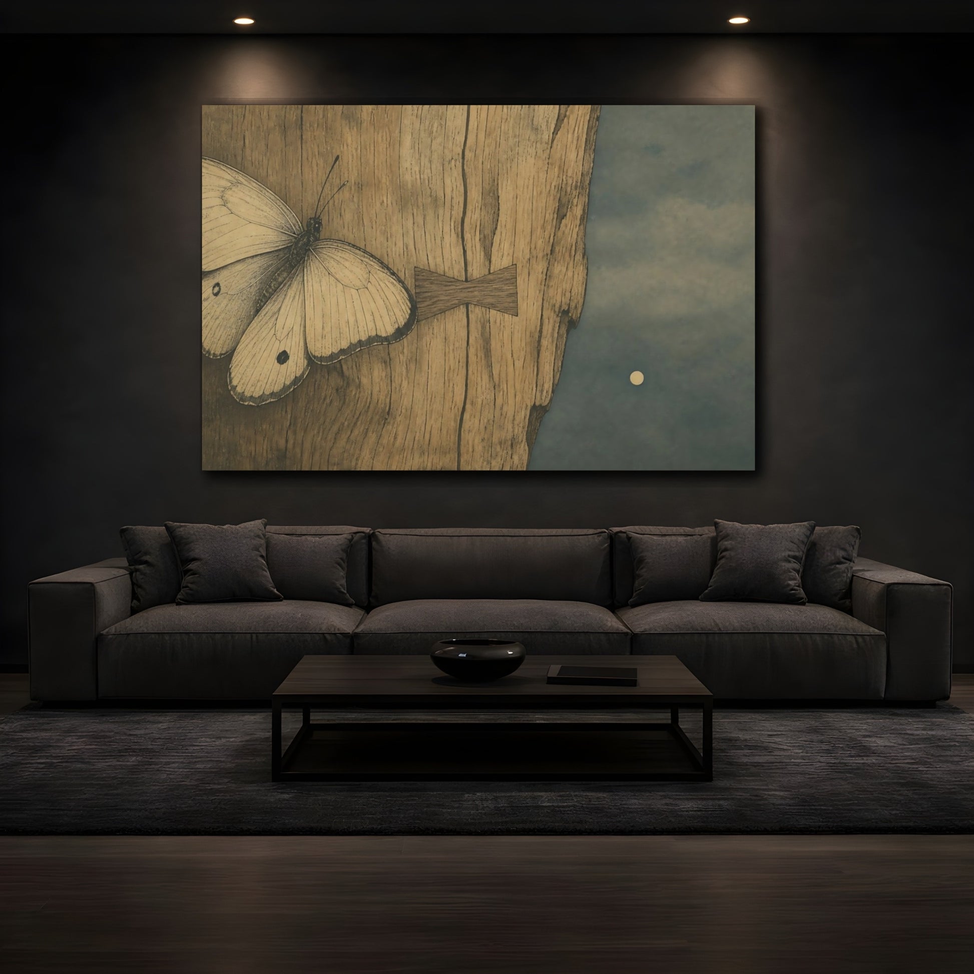 Mockup 3. Butterfly On Weathered Wood shown as canvas print