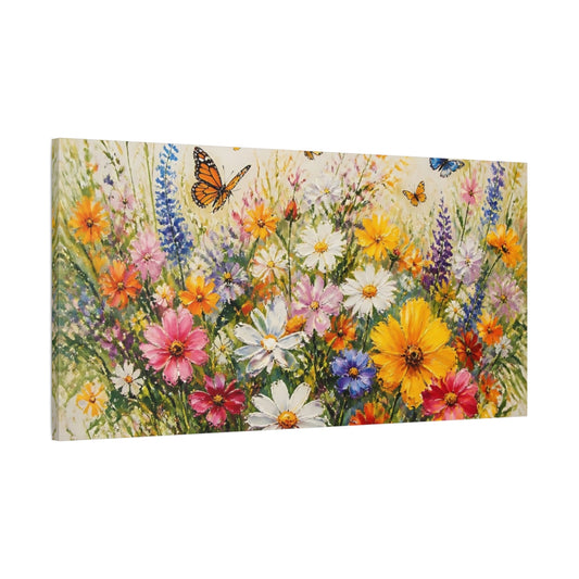 Main Mockup. Butterfly Wildflower Meadow shown as canvas print