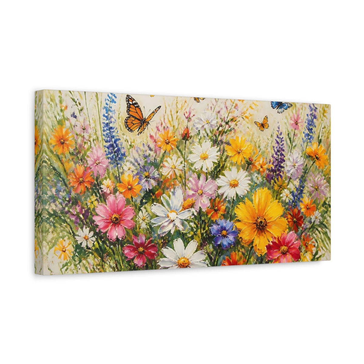 Side Mockup 3. Butterfly Wildflower Meadow shown as canvas print