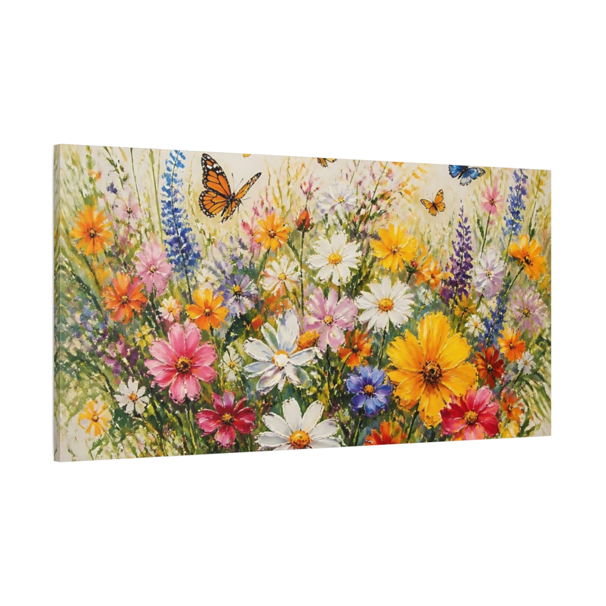 Side Mockup 2. Butterfly Wildflower Meadow shown as canvas print