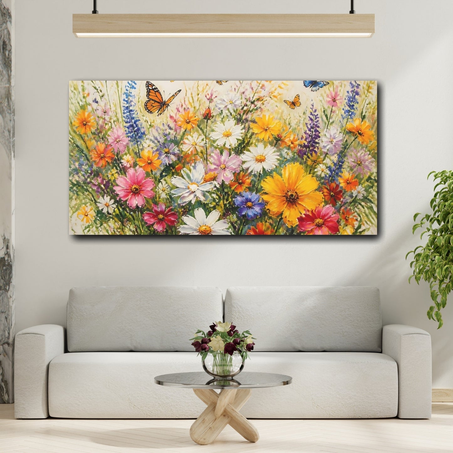 Mockup 2. Butterfly Wildflower Meadow shown as canvas print
