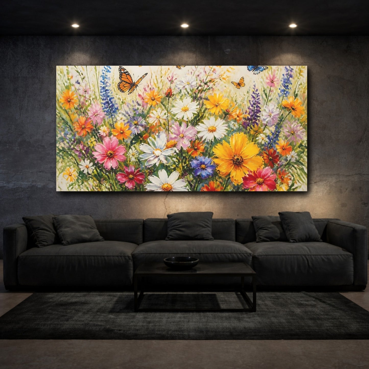 Mockup 3. Butterfly Wildflower Meadow shown as canvas print