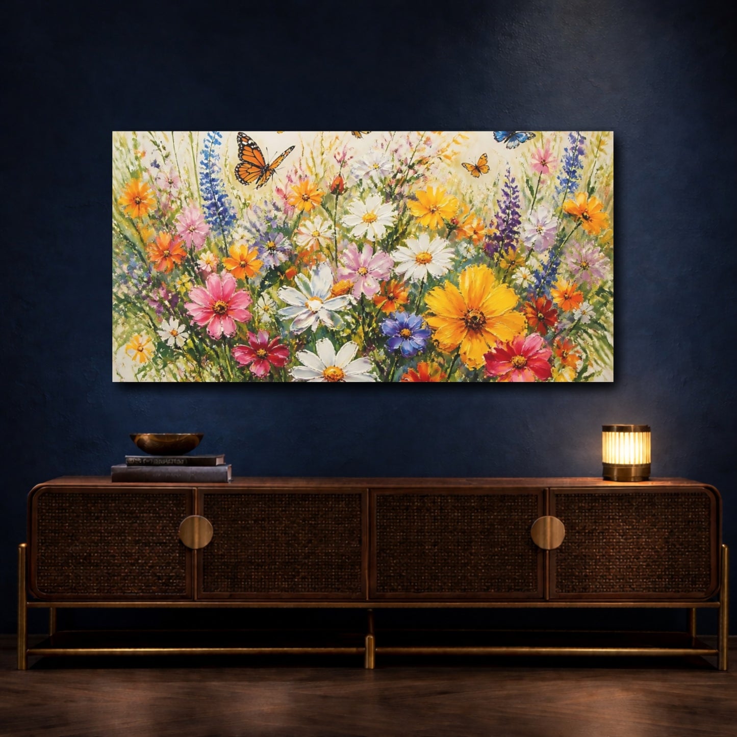 Mockup 4. Butterfly Wildflower Meadow shown as canvas print