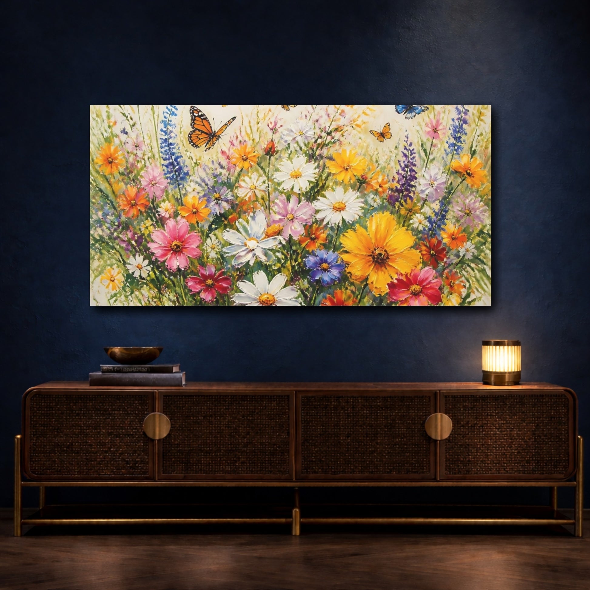 Mockup 4. Butterfly Wildflower Meadow shown as canvas print