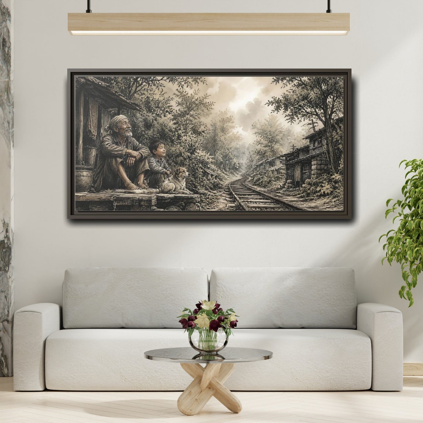 Mockup 2. By The Old Tracks shown as framed canvas print