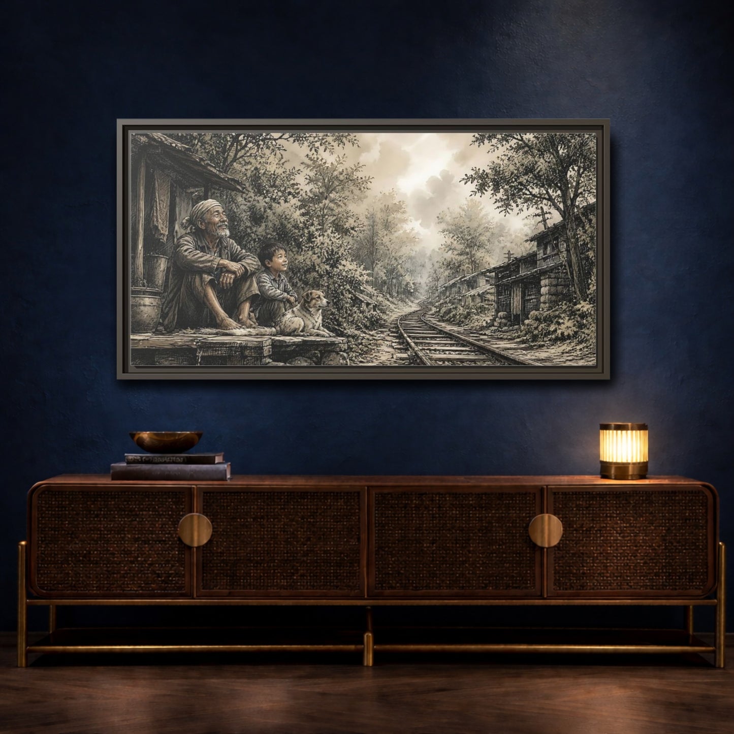 Mockup 4. By The Old Tracks shown as framed canvas print