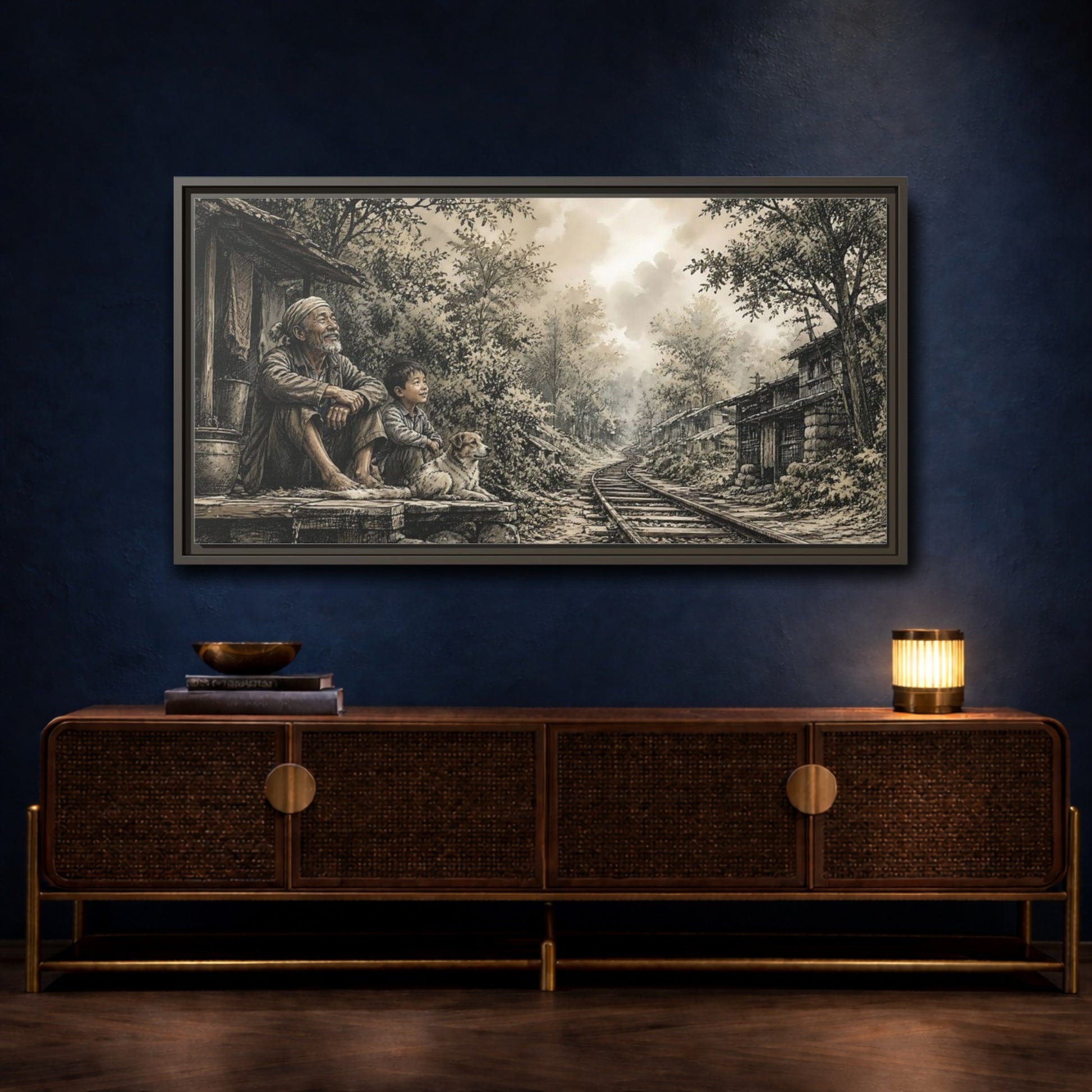 Mockup 4. By The Old Tracks shown as framed canvas print