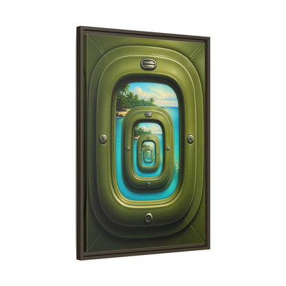 Side Mockup 11. Cabin Window Illusion shown as framed canvas print