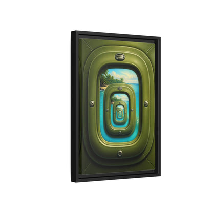 Side Mockup 6. Cabin Window Illusion shown as framed canvas print