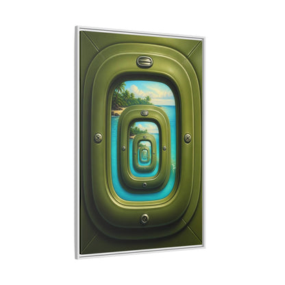 Side Mockup 7. Cabin Window Illusion shown as framed canvas print