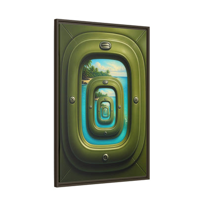 Main Mockup. Cabin Window Illusion shown as framed canvas print