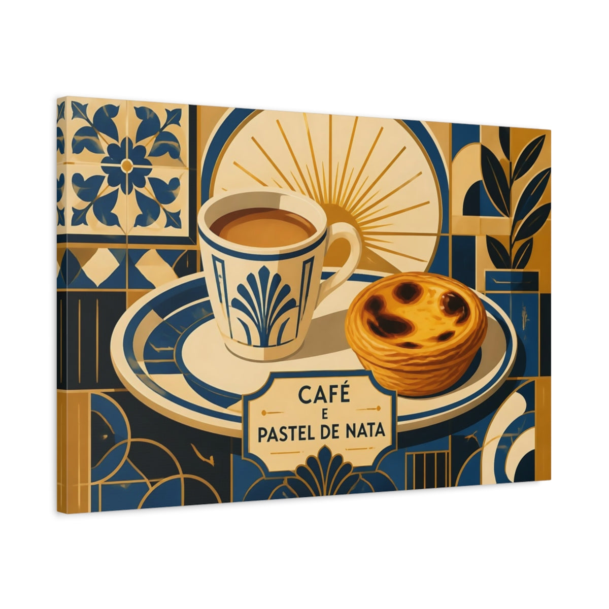 Side Mockup 2. Café & Pastel De Nata shown as canvas print