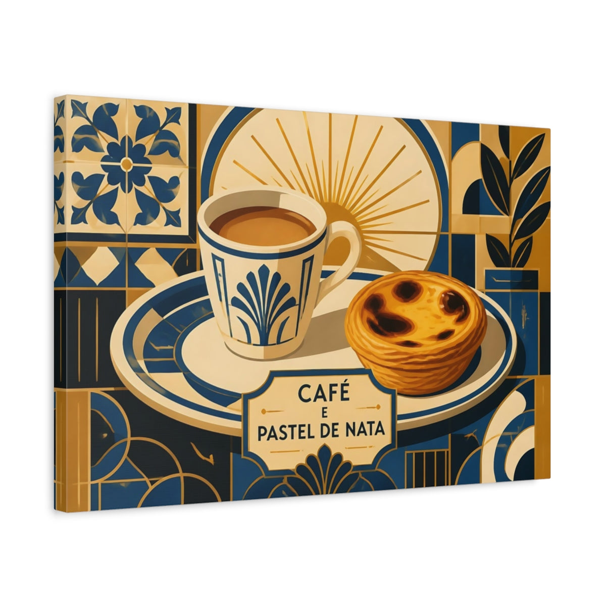 Side Mockup 3. Café & Pastel De Nata shown as canvas print