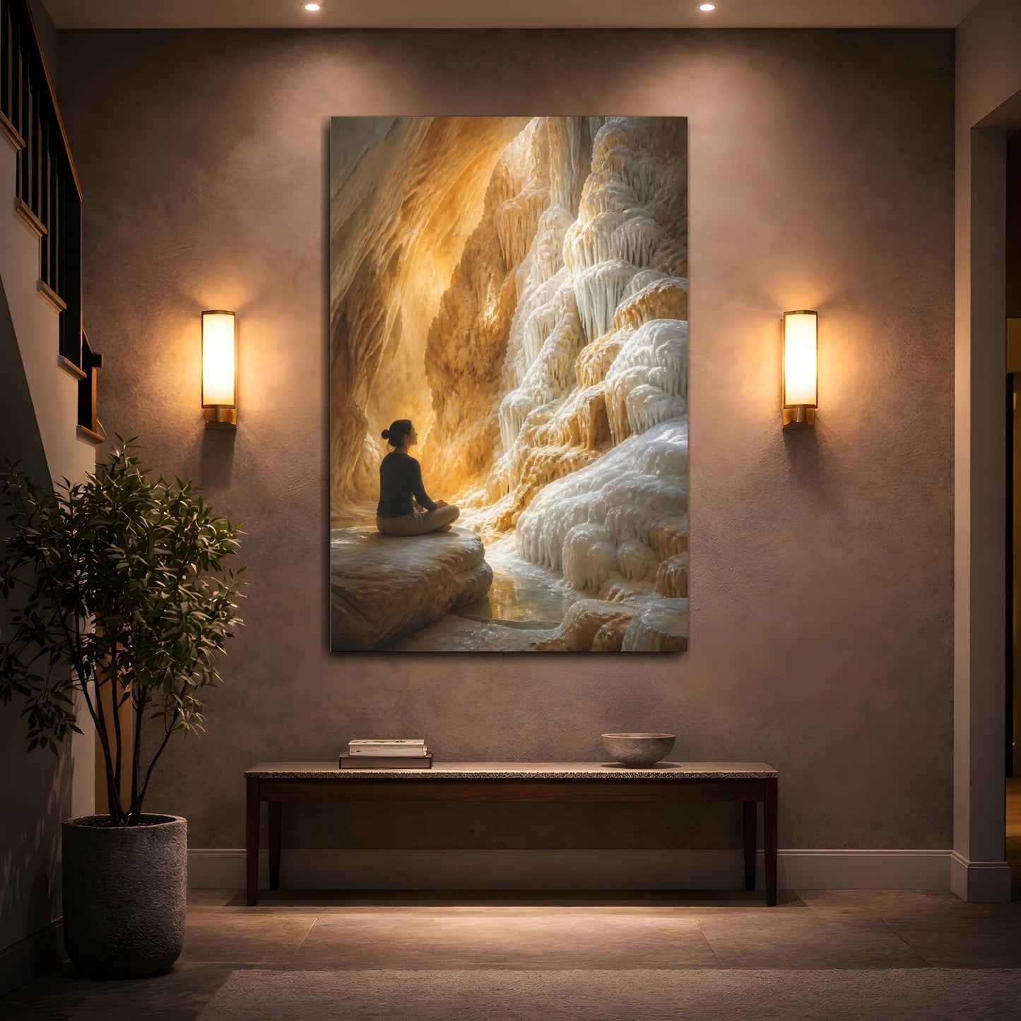 Mockup 2. Calcite Cave Motivation shown as canvas print