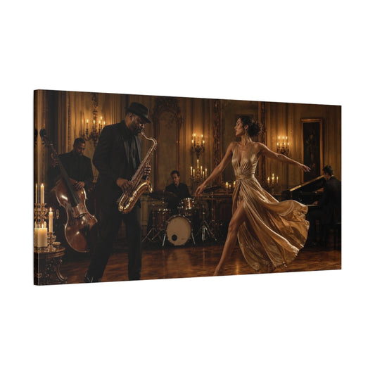Main Mockup. Candlelit Jazz Dance shown as canvas print