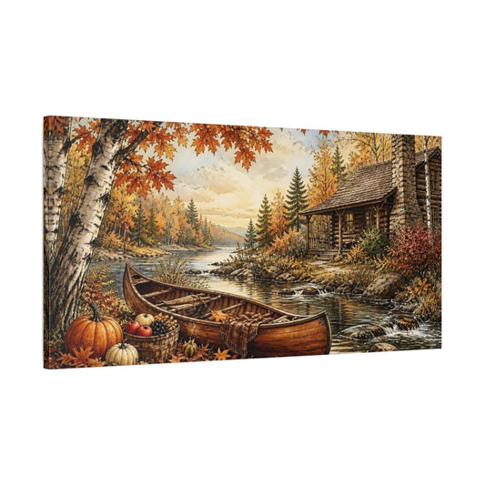 Main Mockup. Canoe By Autumn Cabin shown as canvas print