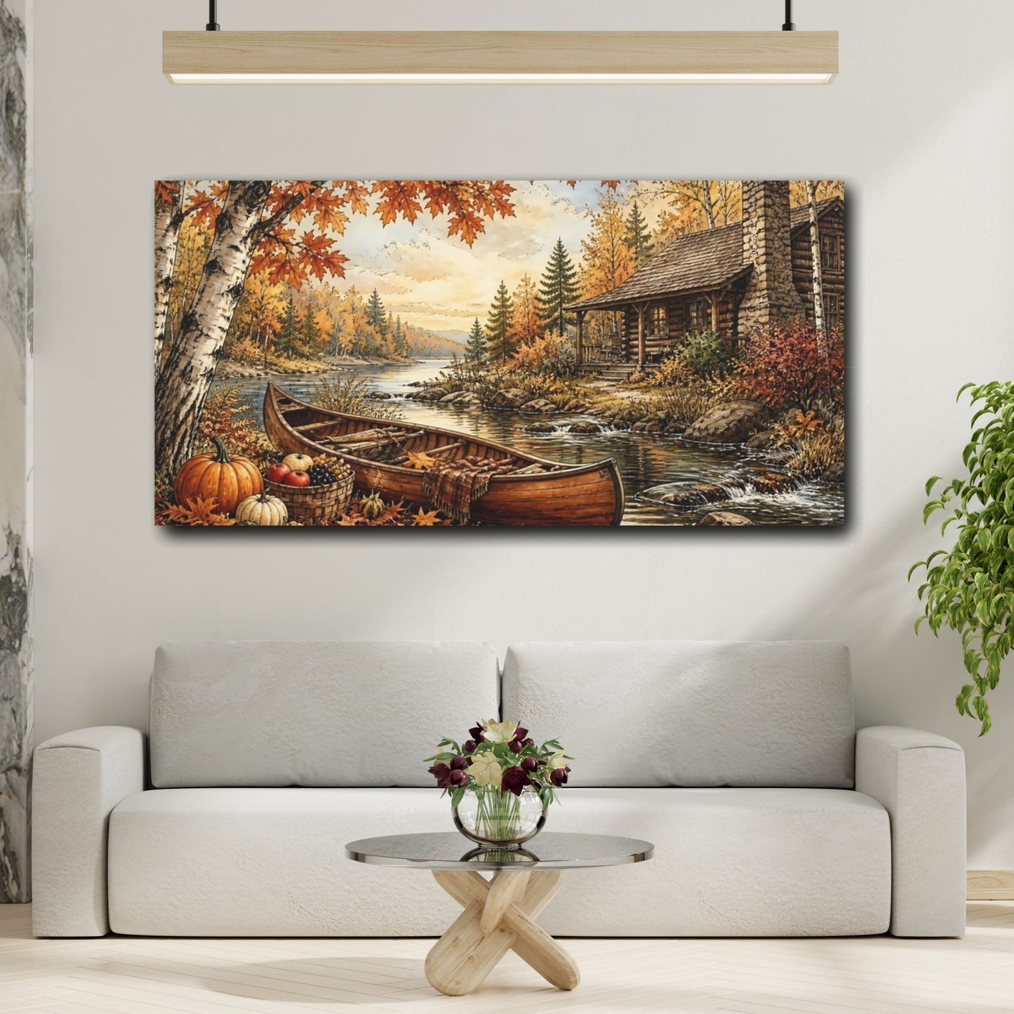 Mockup 2. Canoe By Autumn Cabin shown as canvas print