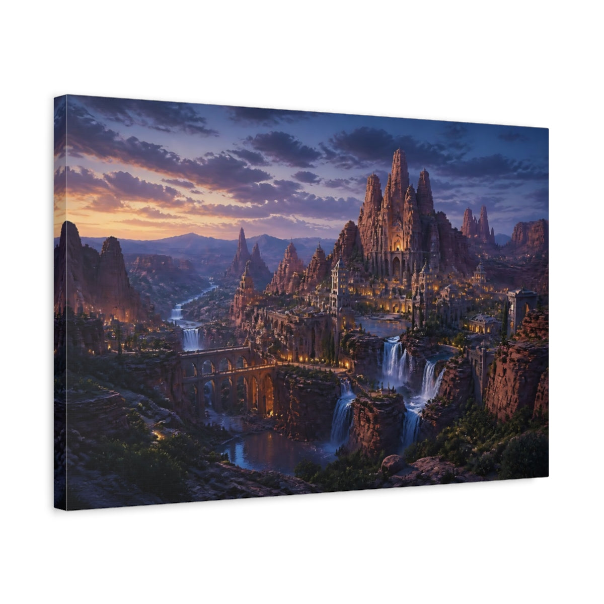 Side Mockup 3. Canyon Kingdom At Dusk shown as canvas print