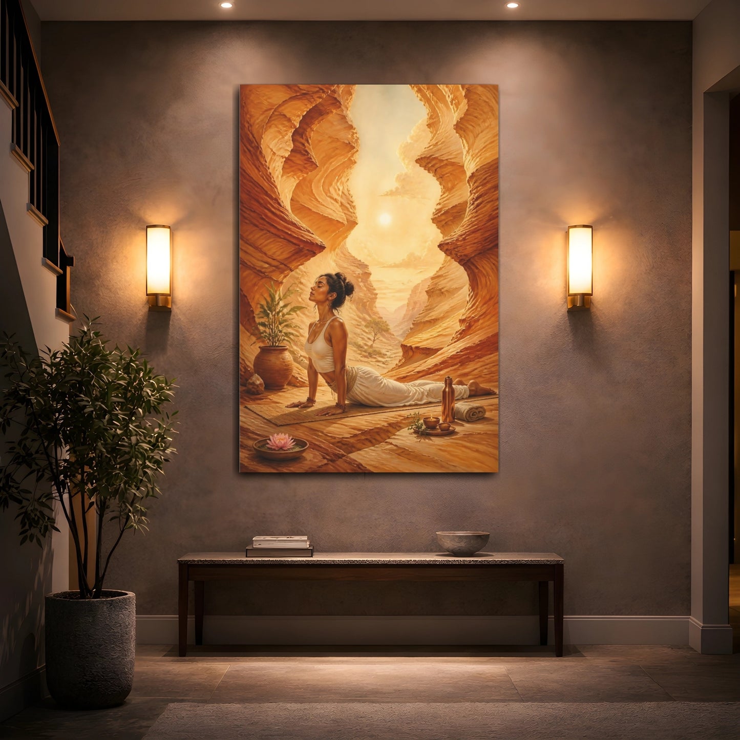 Mockup 2. Canyon Yoga Woman shown as canvas print