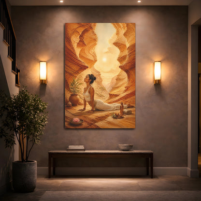 Mockup 2. Canyon Yoga Woman shown as canvas print
