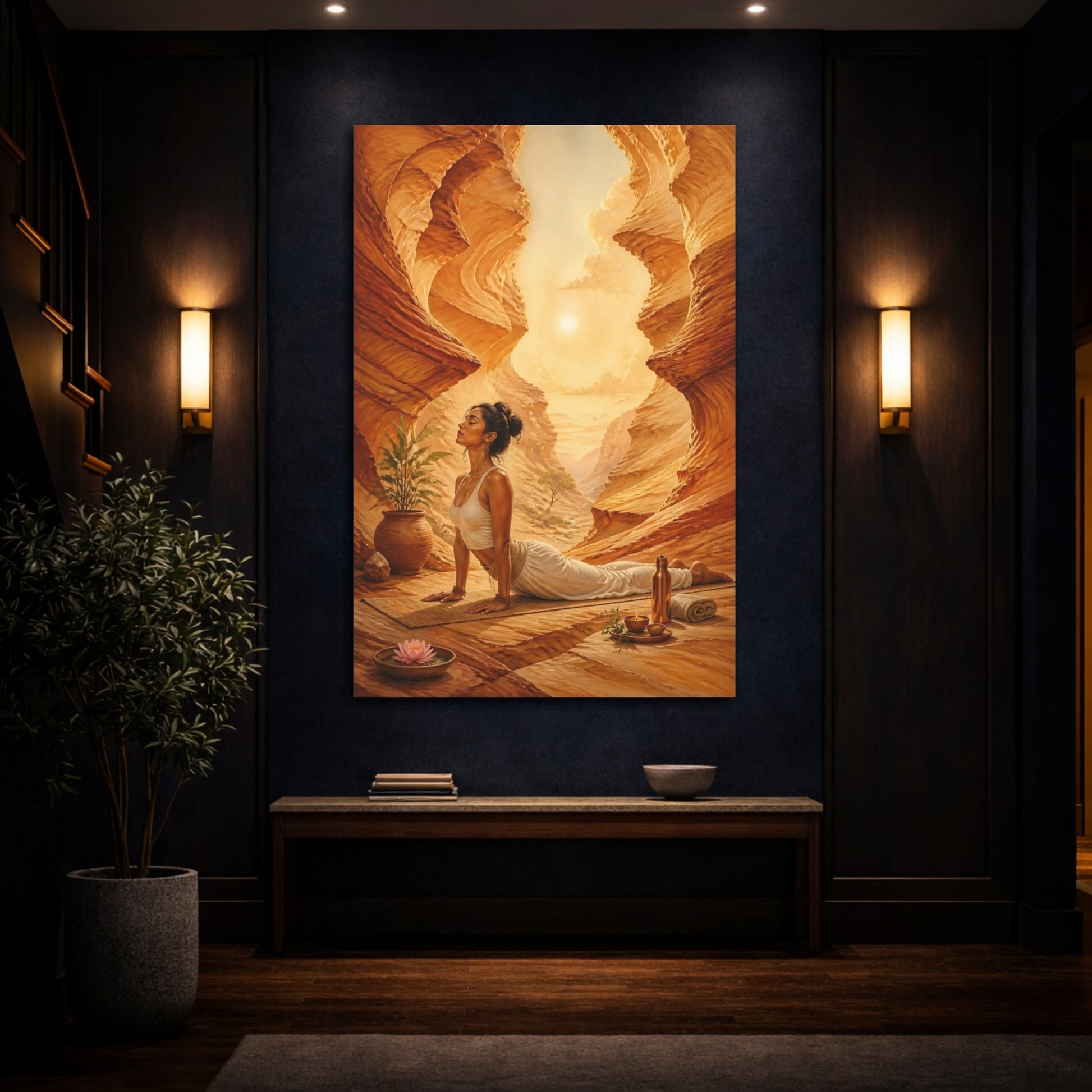 Mockup 4. Canyon Yoga Woman shown as canvas print